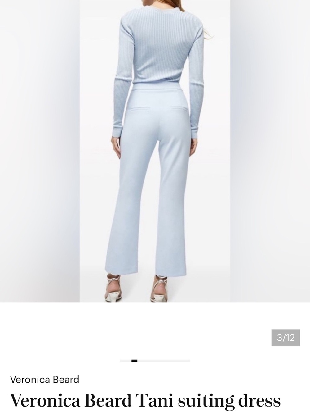 Veronica Beard Light Blue Wide-Leg Suiting Pants